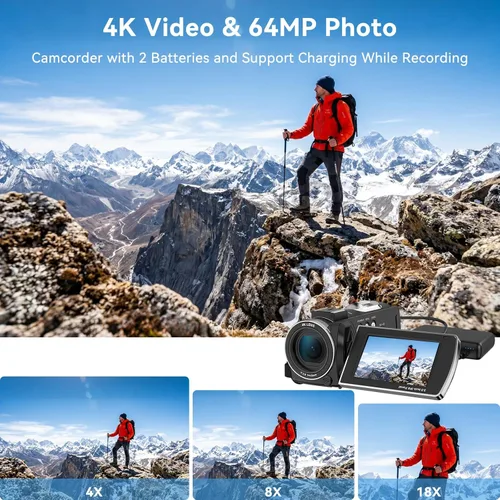 Miniatura 7 de ORDRO Z36 Videocámara 4K 64MP Vlogging Cámara para YouTube 18X Cámara de zoom digital 3.0 ''Pantalla abatible, visión nocturna IR, incluye 2