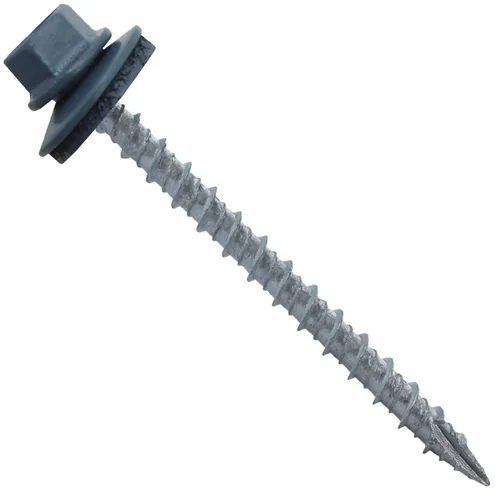 Miniatura 57 de 10 tornillos para techos de metal gris ABC de 2-1/2 pulgadas, cabezal de arandela hexagonal, arranque automático/roscado, arandela EPDM. 1 bolsa
