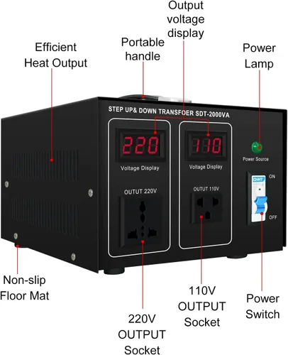 Miniatura 2 de Transformador elevador/abajo 220v a 110v, 2000W 110 a 220 convertidor de voltaje 120v a 240V Heavy Duty Power Transformer