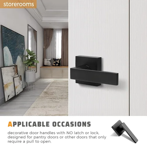 Miniatura 3 de KNOBWELL Paquete de 1 palanca ficticia de servicio pesado para puerta interior, mango ficticio de servicio pesado, de un solo lado, acabado negro