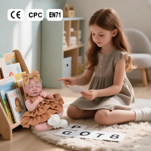 Miniatura 8 de Aori - Muñecas bebés Reborn realistas - Muñeca recién nacida durmiente de 20 pulgadas, niña realista con set de alimentación y atuendo - Cuerpo