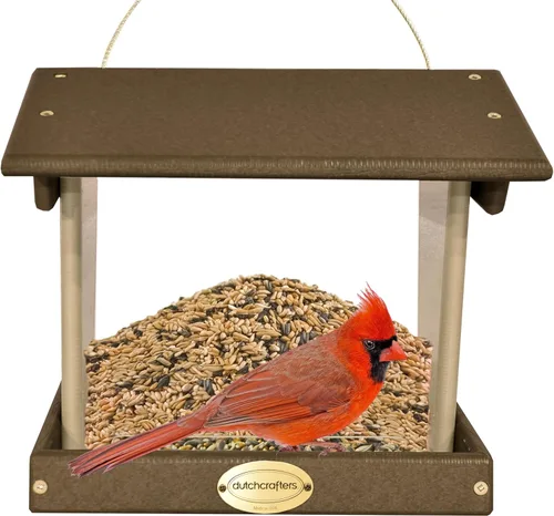 Miniatura 15 de DutchCrafters Comedero grande de plástico colgante para pájaros – Comedero para pájaros con tolva cubierta de polietileno para aves silvestres al