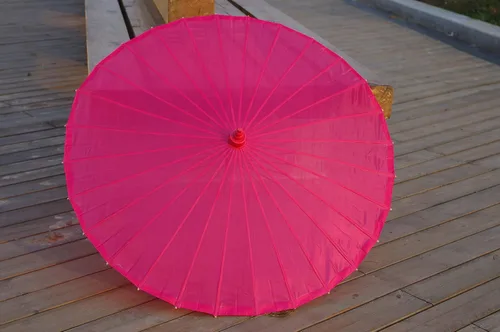 Miniatura 7 de Parasol de tela de bambú liso, ideal para recuerdos de fiesta de boda (fucsia)