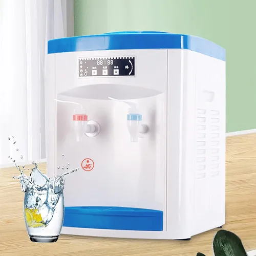 Máquina de beber refrigerada por agua de mesa blanca y azul, dispensador de agua caliente y fría de 550 W, dispensador de agua eléctrico de 110 V/60