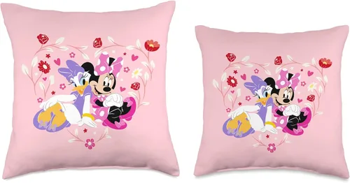 Miniatura 3 de Disney Minnie and Daisy BFF - Almohada de corazón rosa, 16 x 16 pulgadas, multicolor