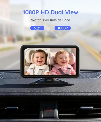 Miniatura 2 de LUCKVIEW BM2 PRO - Cámara doble para automóvil para bebé, pantalla HD 1080P de 5.2 pulgadas para asientos de automóvil orientados hacia atrás