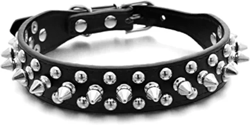 Miniatura 12 de Collares de piel sintética ajustable con remaches y tachuelas de hongos para gatos, cachorros, perros