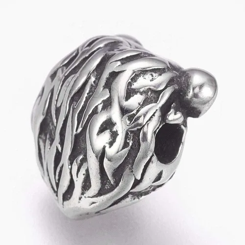 Miniatura 2 de UNICRAFTALE 10 cuentas de plata antigua con cabeza de oso de acero inoxidable 304 de metal de animales espaciadores para joyas hallazgos de joyería