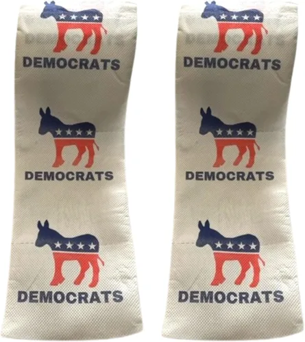 Miniatura 2 de Pesky Patriot Rollos de papel higiénico del partido antidemócrata, paquete de 2 unidades, divertido regalo de burro demócrata impreso