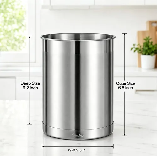 Miniatura 2 de KSENDALO Organizador de utensilios de cocina para encimera de cocina, recipiente de utensilios de cocina de 6.6 pulgadas de metal, organizador