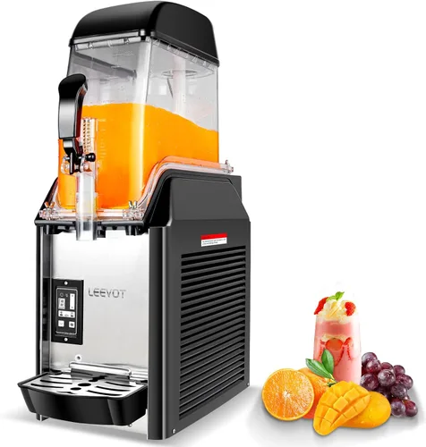 LEEVOT Máquina comercial para granizados, máquina de bebidas congeladas de un solo tanque de acero inoxidable de 12L, máquina de granizado de alta