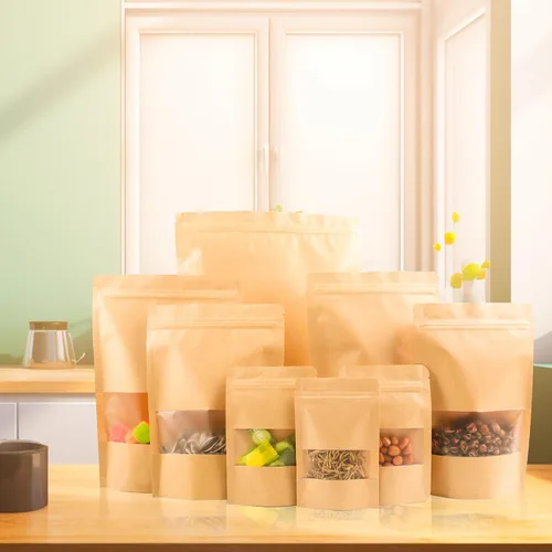 Miniatura 7 de 100 bolsas resellables para almacenamiento de alimentos, bolsas de papel de estraza reutilizables para dulces, galletas, bolsas de papel kraft
