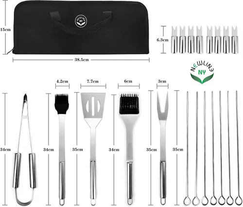 Miniatura 2 de NewlineNY - Kit de herramientas para barbacoa de acero inoxidable (juego de 3 piezas)