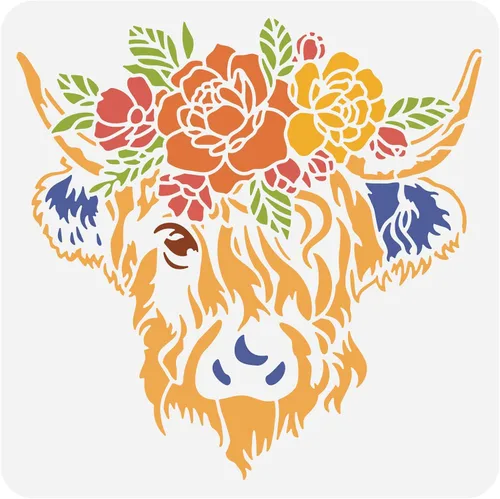 Miniatura 12 de BENECREAT 12 plantillas de huellas de animales, 12 x 12 pulgadas, plantillas de dibujo de ciervos/osos/conejos/zorros/pavo, para pintura de pared
