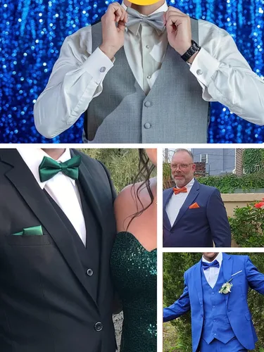 Miniatura 6 de Alizeal Mini cuadrados de color sólido para hombre, pajaritas preatadas formales, cuadrado de bolsillo, juego de gemelos para boda, fiesta, negocios