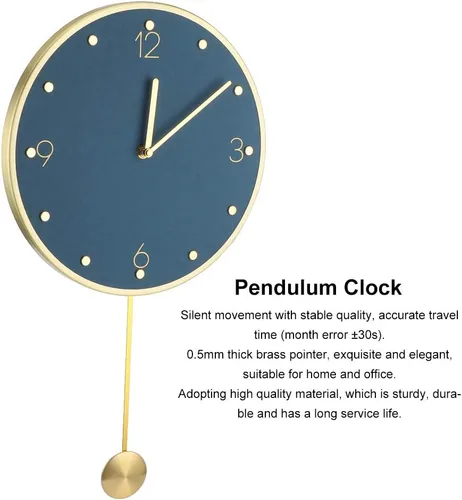 Miniatura 5 de Reloj de pared de péndulo moderno, reloj de pared grande para sala de estar, funciona con pilas, reloj de pared de péndulo silencioso para el hogar