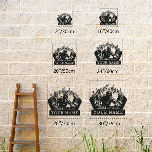 Miniatura 7 de Letrero de metal personalizado para DJ, arte de pared musical con nombre personalizado, decoración de estudio de disc jockey, regalo temático
