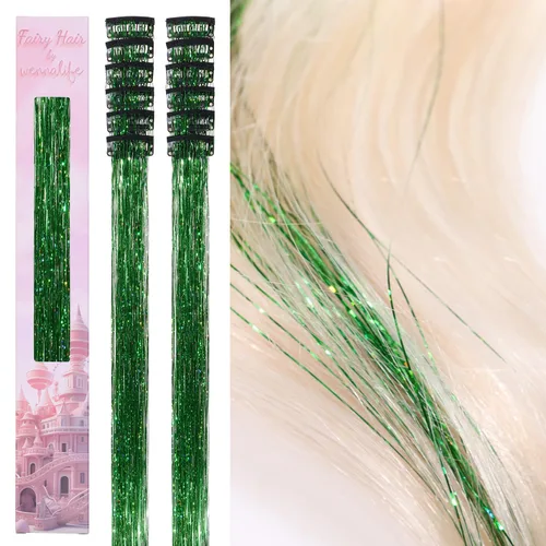 Miniatura 23 de Wennalife 12 piezas de extensiones de cabello azul con clip, extensiones de cabello con clip de colores para niños, pinzas de cabello arcoíris