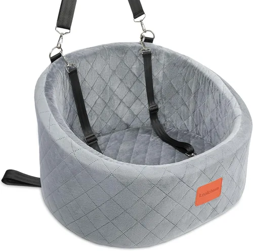 Miniatura 9 de Lealchum Asiento de automóvil para perros pequeños de hasta 30 libras, relleno de tela ultra suave en espuma viscoelástica cómoda, paseo feliz