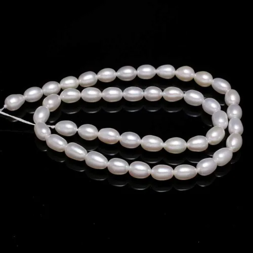 Miniatura 3 de Cuentas de perlas, perlas ovaladas naturales cultivadas de agua dulce, cuentas sueltas de 0.236-0.276 in, 14.2 pulgadas, nivel de calidad A