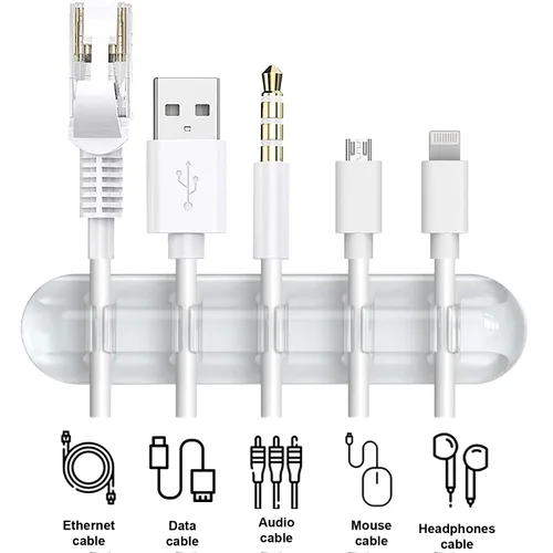 Miniatura 3 de INCHOR Organizador de cables, clips transparentes para gestión de cables, organizadores de cables con soporte para cables USB, organizador de cables