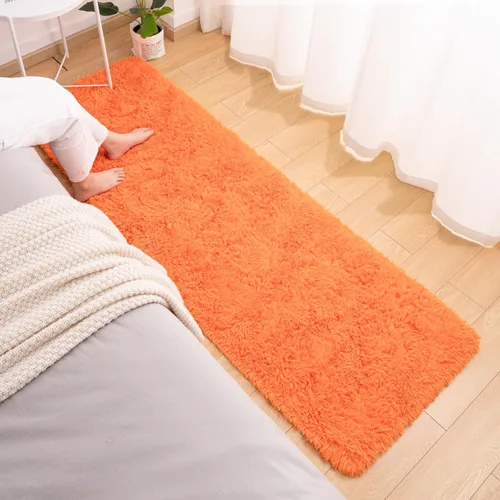 Miniatura 4 de Softlife Alfombra naranja para dormitorio, alfombra de felpa esponjosa para sala de estar para niñas, alfombra lanuda para niños, alfombra suave