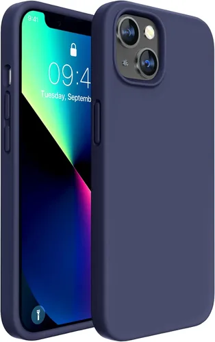 Miracase Funda diseñada para iPhone 13, con protector de pantalla de vidrio templado, forro de microfibra suave antiarañazos, funda de goma de Azul