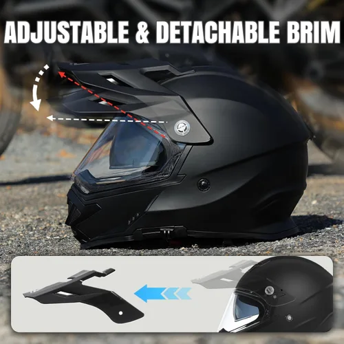 Miniatura 6 de TRIANGLE - Casco de motocicleta para deportes duales, casco para bicicleta todoterreno, ATV, casco de cara completa para adultos, hombres, con Gris