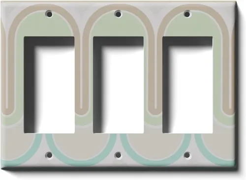 Miniatura 8 de Placa decorativa para cubierta para interruptor de luz, ondas retro verdes, placa de pared de palanca individual Single Toggle