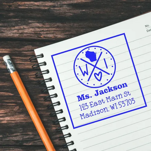 Miniatura 86 de Sello entintado moderno con nombre y dirección del estado de Alabama – Sello de dirección de devolución personalizado para invitaciones de despedida