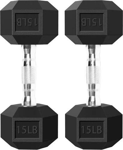 Miniatura 7 de Balelinko Rubber Grip Encased Dumbbell Cast Iron Weight with Anti-Slip Handle Dumbbell -Strength Training Equipment - Home Gym Accessories - Full