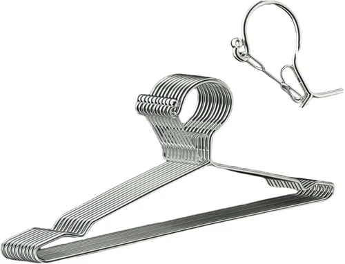 Percha de alambre de 16.5 pulgadas con cerradura de 0.157 pulgadas, paquete de 10 perchas de acero inoxidable, delgadas, resistentes, resistentes al
