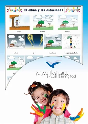 Tarjetas de vocabulario - Tarjetas de Tiempo y Temporadas Españolas para Niños Pequeños y Niños - El Clima y las estaciones
