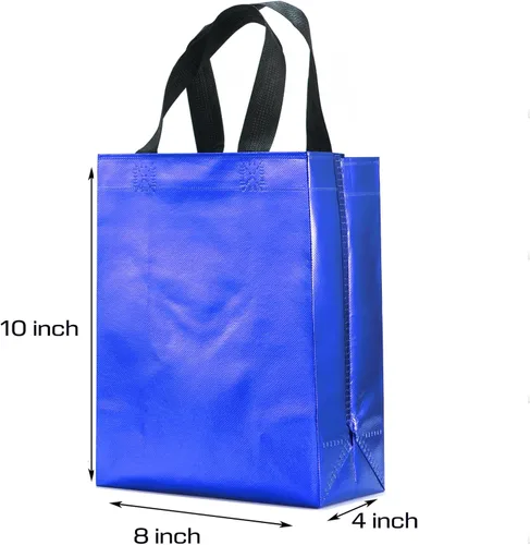 Miniatura 8 de 12 unidades de bolsas de regalo reutilizables no tejidas con asas para recuerdos de fiesta de 8 pulgadas de ancho x 4 pulgadas de largo x 10 Mix