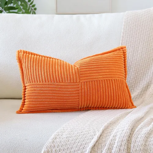 Miniatura 24 de OTOSTAR Fundas de almohada de pana a rayas con empalme, fundas de almohada bohemias súper suaves laterales decorativas con textura para sofá, cama