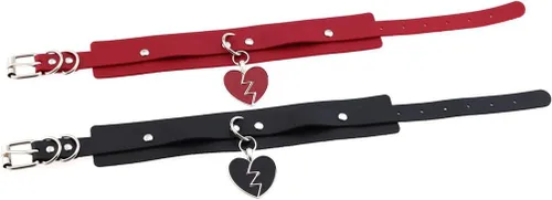 Miniatura 4 de SJYFAL Gargantilla de cuero para mujer, collar de corazón de roca para niñas punk, collar ajustable