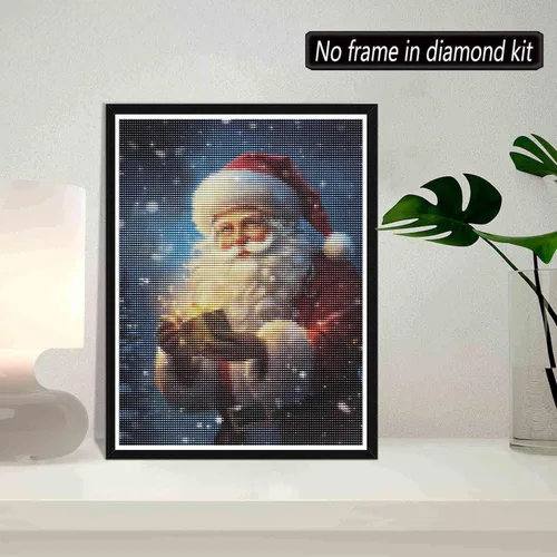 Miniatura 2 de SKRYUIE Kits de pintura de diamantes de Papá Noel 5D – Kits de arte de diamantes para adultos Navidad, taladro redondo completo, punto de cruz