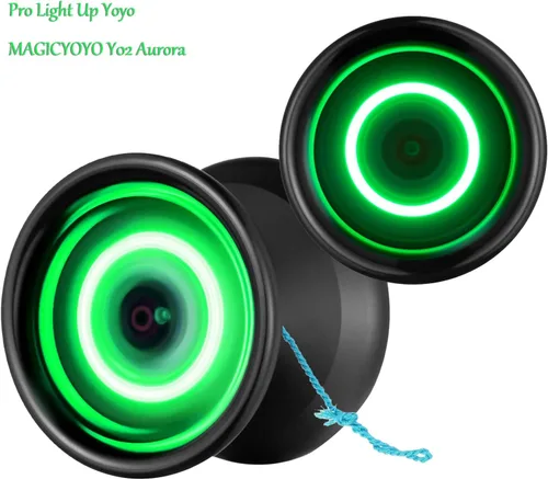 Miniatura 7 de Yoyo iluminado con batería extra, MAGICYOYO Y02 Aurora Yoyo profesional que no responde con guante Yoyo, bolsa Yoyo, 12 cuerdas Yoyo, luz verde