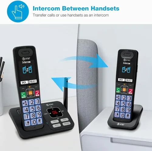 Miniatura 9 de AT&T Teléfono inalámbrico DECT 6.0, 3 auriculares, bloqueador de llamadas inteligente, conexión Bluetooth a celda, contestador automático, pantalla