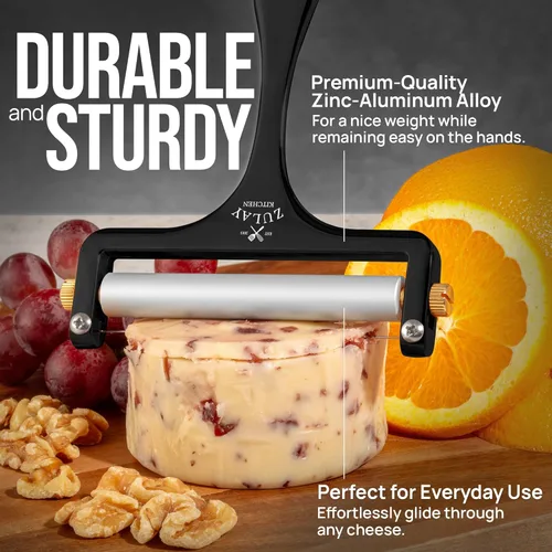 Miniatura 8 de Zulay Kitchen Cortador de Queso de Alambre de Acero Inoxidable - Cortador Manual Ajustable con 2 Alambres Extra - Afilador de Queso Premium Para