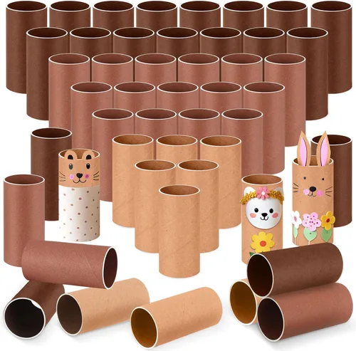 Miniatura 22 de Henoyso Paquete de 100 tubos de cartón para manualidades, rollos gruesos de papel higiénico vacíos para niños, proyectos de aula, manualidades