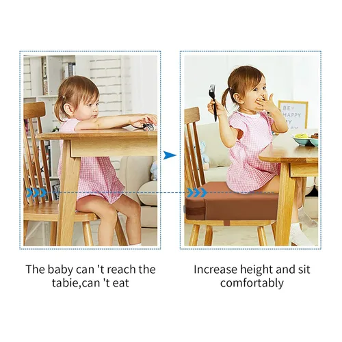 Miniatura 2 de Asiento elevador infantil para mesa de comedor, de PU lavable con dobles correas seguras, fondo antideslizante, asiento elevador para comedor