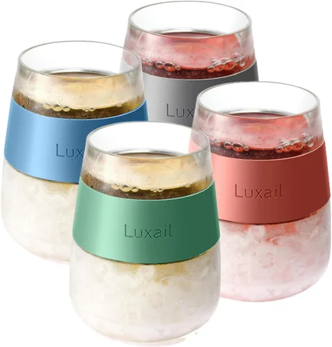Miniatura 9 de luxail - Copas de vino de plástico, juego de 2, regalos de vino, vasos aislados de doble pared para el congelador, vasos sin tallo para vino tinto