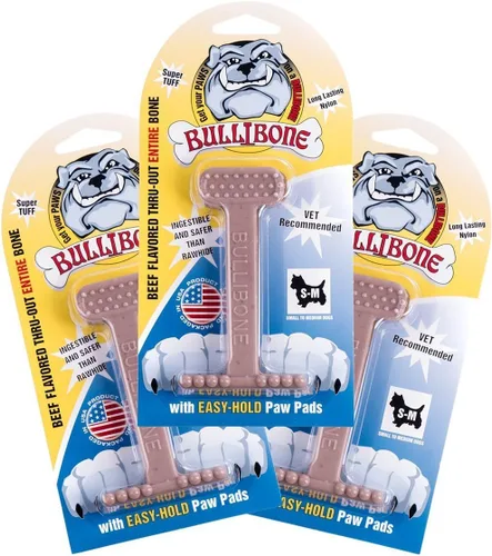 Miniatura 10 de Bullibone Juguete masticable de nailon para perros masticadores agresivos, hueso de higiene dental con sabor a tocino, juguetes duraderos