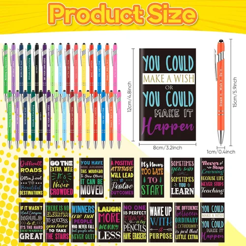 Miniatura 2 de 60 bolígrafos inspiradores con citas de tinta negra, cuaderno motivacional, bloc de notas inspiradoras, mini cuadernos de bolsillo, bolígrafos