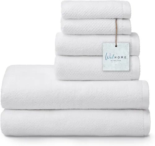 Miniatura 11 de Welhome Franklin - Juego de 6 toallas 100% de algodón con textura, 600 GSM, suaves y lujosas, 2 toallas de baño, 2 toallas de mano, 2 paños
