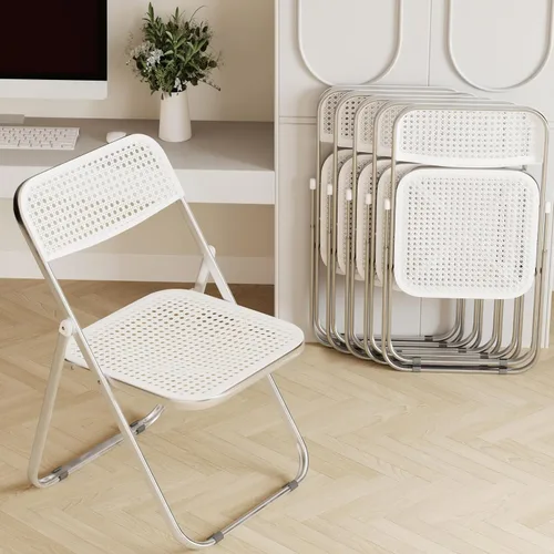 Miniatura 14 de JPBSTO Sillas plegables, marco de acero de capacidad de 300 libras, plegables para fiestas en interiores y exteriores, paquete de 2, color negro