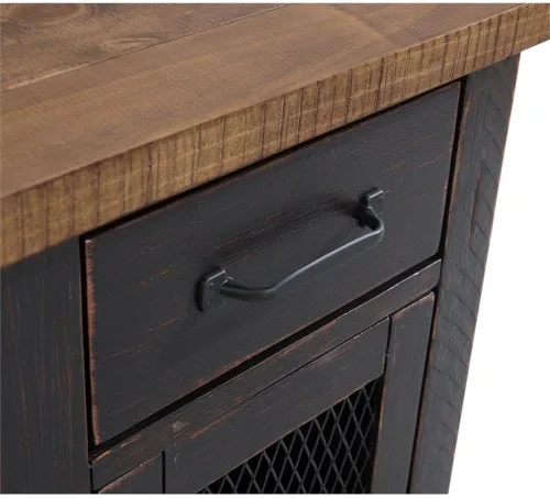 Miniatura 8 de Martin Svensson Home Mesa de silla - Negro antiguo y miel - Estilo rústico - con un cajón y armario para almacenamiento
