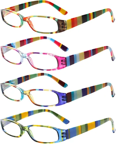 Miniatura 8 de Kerecsen Gafas de lectura para mujer, 4 pares de lectores de bisagra de resorte a la moda paquete de 4