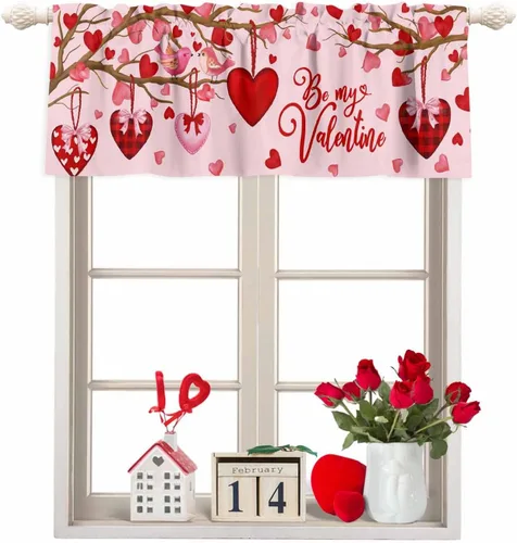 Miniatura 12 de Cortina de cenefas de lavanda púrpura pastoral para cocina, cafetería, cenefa floral de primavera de 42 x 12 pulgadas, bolsillo para barra, cortinas
